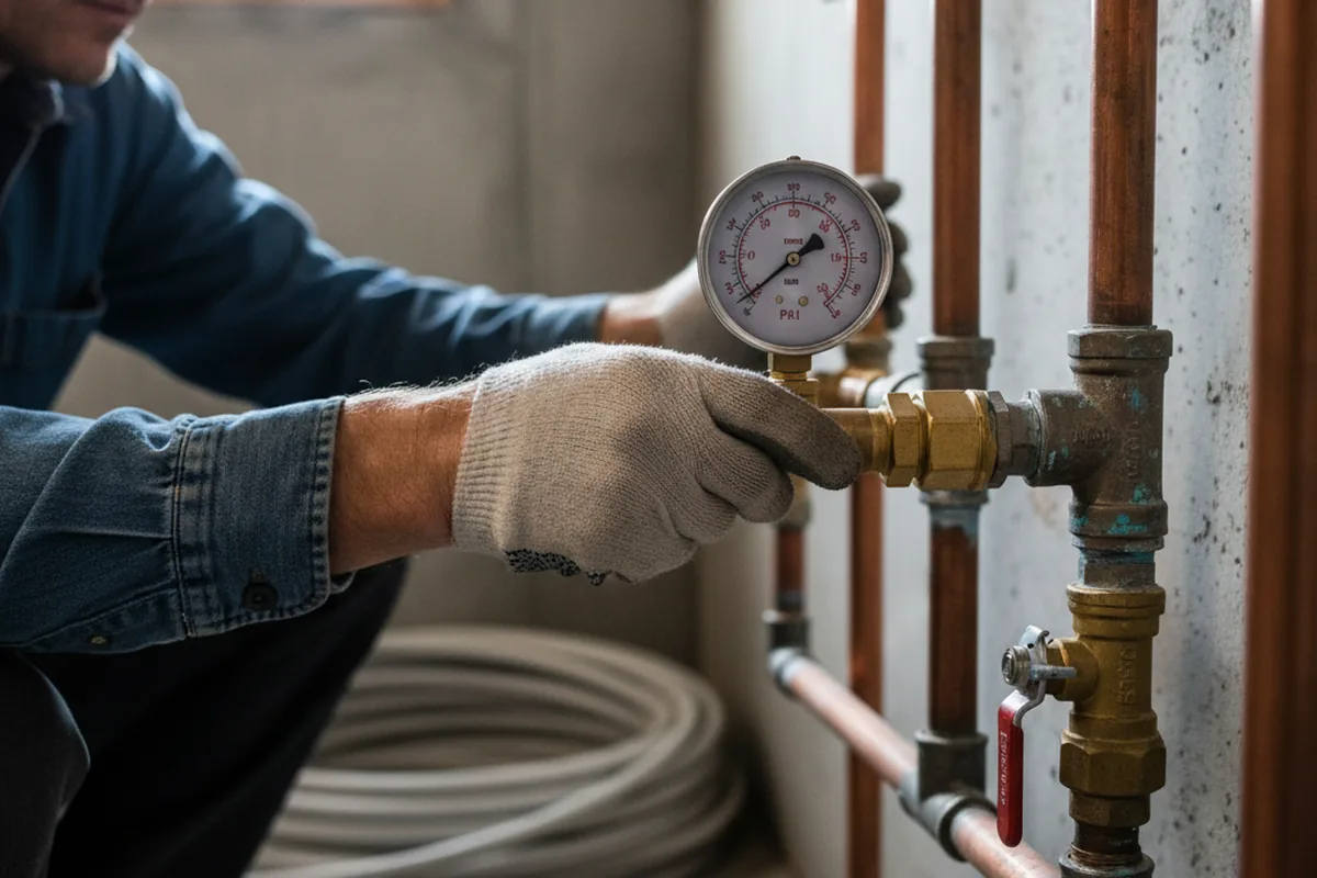 Pressure testing a repaired line during Water Line Repair in Fort Smith